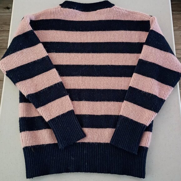 Chunky Black & Pink Striped Ribbed Sweater – Medium - Picture 11 of 12